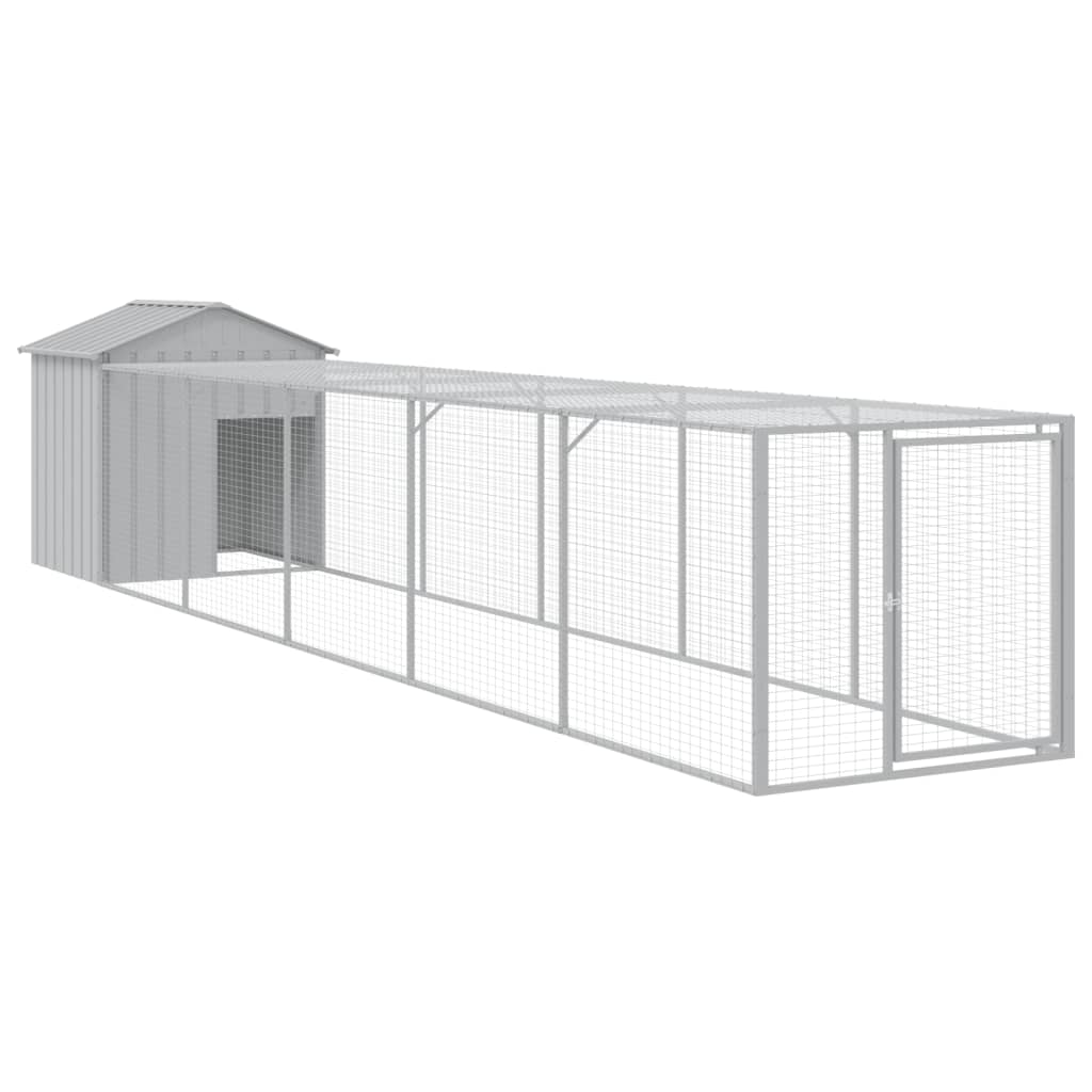 Vidaxl gallinero con corral acero galvanizado gris claro 117x609x123cm