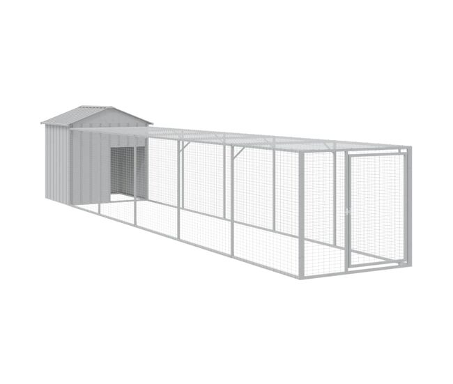 Vidaxl gallinero con corral acero galvanizado gris claro 117x609x123cm