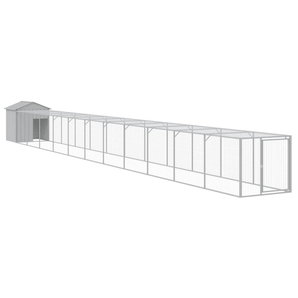 Vidaxl gallinero y corral acero galvanizado gris claro 117x1221x123 cm