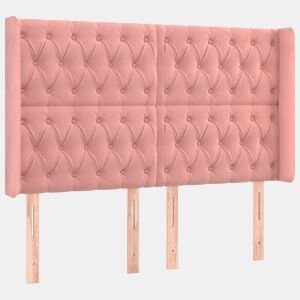 vidaXL Cabeceira cama c abas veludo 163x16x118128 cm rosa