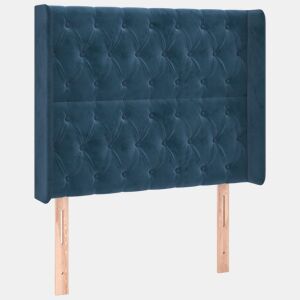 vidaXL Cabeceira cama c abas veludo 103x16x118128 cm azul-escuro