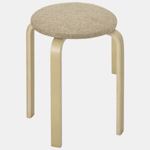 HOMCOM Conjunto de 4 Bancos Empilháveis Redondos Bancos Baixos de Cozinha com Assento Acolchoado para Sala de Jantar Quarto Escritório Sala Caqui e Madeira