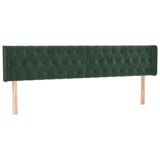 vidaXL Cabeceira de cama c abas veludo 203x16x7888cm verde-escuro