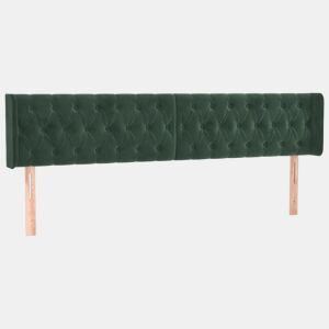vidaXL Cabeceira de cama c abas veludo 203x16x7888cm verde-escuro