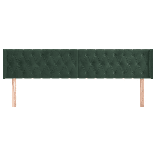 vidaXL Cabeceira de cama c abas veludo 203x16x7888cm verde-escuro