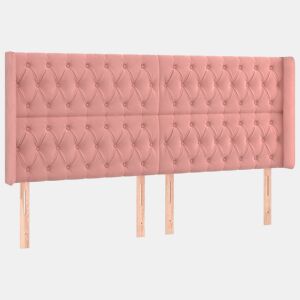 vidaXL Cabeceira cama c abas veludo 183x16x118128 cm rosa