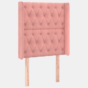 vidaXL Cabeceira de cama c abas veludo 83x16x118128 cm rosa
