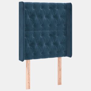 vidaXL Cabeceira cama c abas veludo 83x16x118128 cm azul-escuro