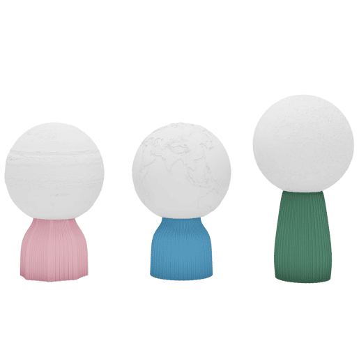 HOMCOM Conjunto de 3 Candeeiros de Mesa de Cabeceira 3D Candeeiros de Mesa com 3 Cores Brilho Ajustável em 10 Níveis Conexão USB para Casa Escritório Quarto Branco