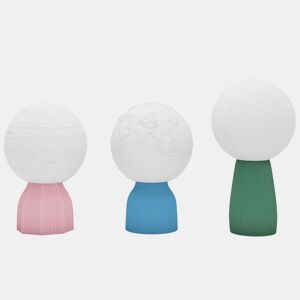 HOMCOM Conjunto de 3 Candeeiros de Mesa de Cabeceira 3D Candeeiros de Mesa com 3 Cores Brilho Ajustável em 10 Níveis Conexão USB para Casa Escritório Quarto Branco