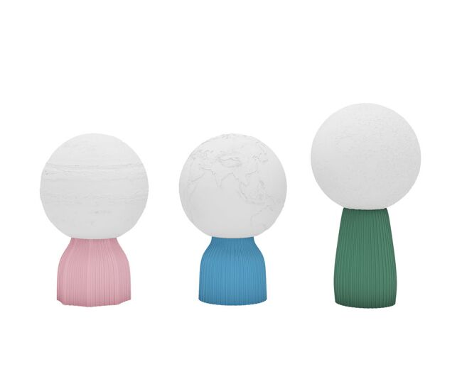 Homcom juego de 3 lámparas de mesita de noche 3d lámparas de mesa con 3 colores brillo ajustable en 10 niveles conexión usb para hogar oficina