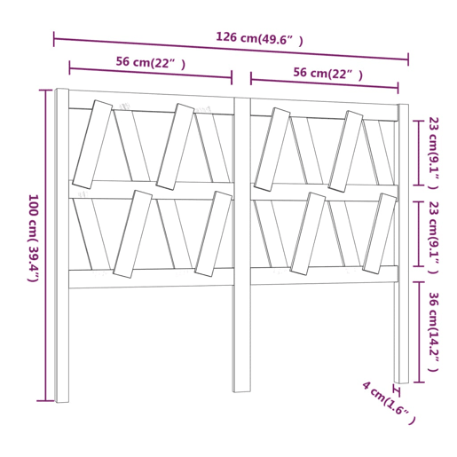 vidaXL Cabeceira de cama 126x4x100 cm pinho maciço