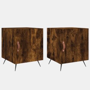 vidaXL Mesa cabeceira 2pcs 40x40x50cm derivado madeira carvalho fumado