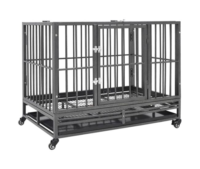 Vidaxl jaula de perro resistente con ruedas acero 102x72x85 cm