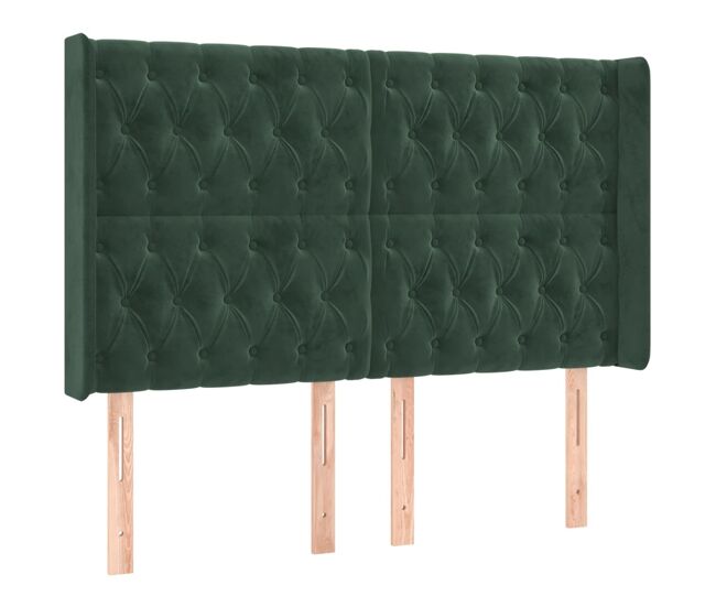 Vidaxl cabecero con orejas de terciopelo verde oscuro 147x16x118/128cm