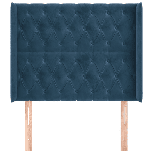 vidaXL Cabeceira cama c abas veludo 93x16x118128 cm azul-escuro
