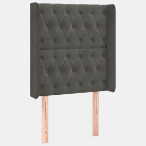 vidaXL Cabeceira cama c abas veludo 83x16x118128 cm cinzento-escuro