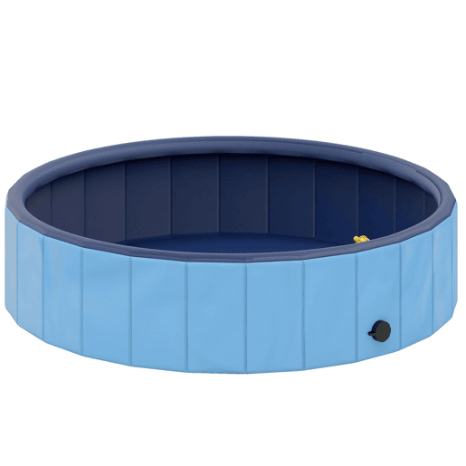 PawHut Piscina para Cães Dobrável com Aspersor Piscina Portátil para Animais de Estimação Grandes em PVC Antiderrapante e Resistente ao Desgaste para Interiores e Exteriores Ø120x30 cm Azul Claro