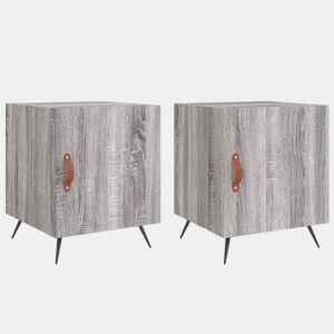 vidaXL Mesa cabeceira 2pcs 40x40x50 cm madeira processada cinza sonoma