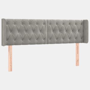 vidaXL Cabeceira de cama c abas veludo 147x16x7888 cm cinzento-claro