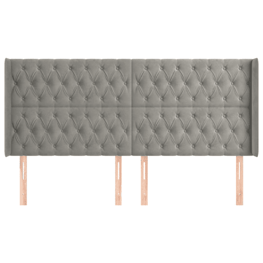 vidaXL Cabeceira cama c abas veludo 183x16x118128 cm cinzento-claro vidaXL Cabeceira cama c abas veludo 183x16x118128 cm cinzento-claro