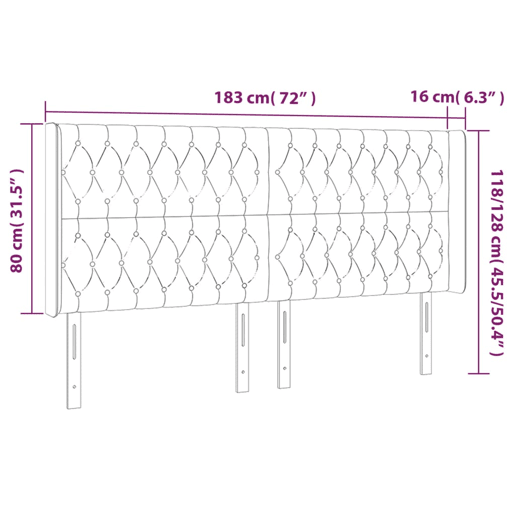vidaXL Cabeceira cama c abas veludo 183x16x118128 cm cinzento-claro vidaXL Cabeceira cama c abas veludo 183x16x118128 cm cinzento-claro