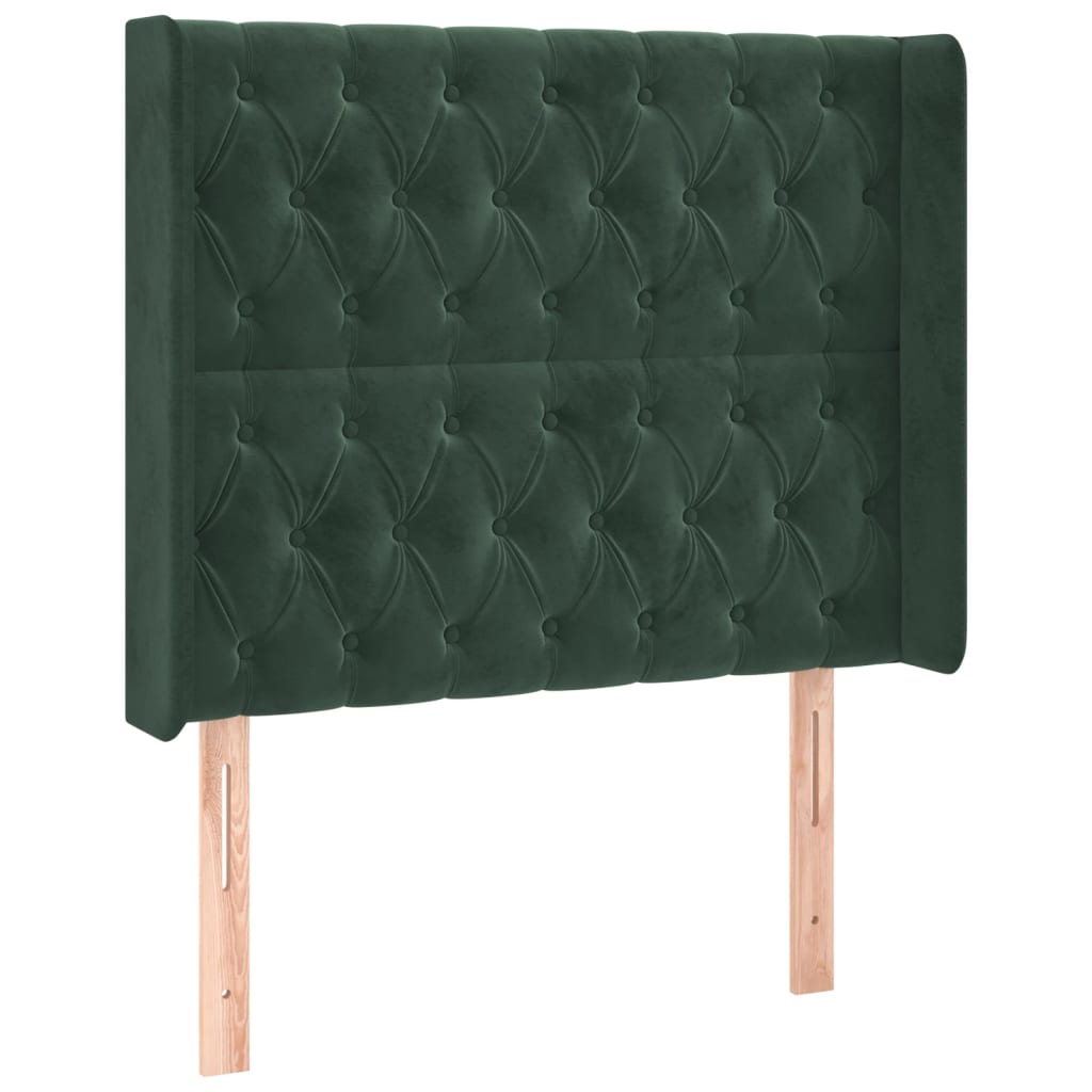 Vidaxl cabecero con orejas de terciopelo verde oscuro 93x16x118/128 cm