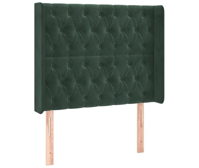 Vidaxl cabecero con orejas de terciopelo verde oscuro 93x16x118/128 cm