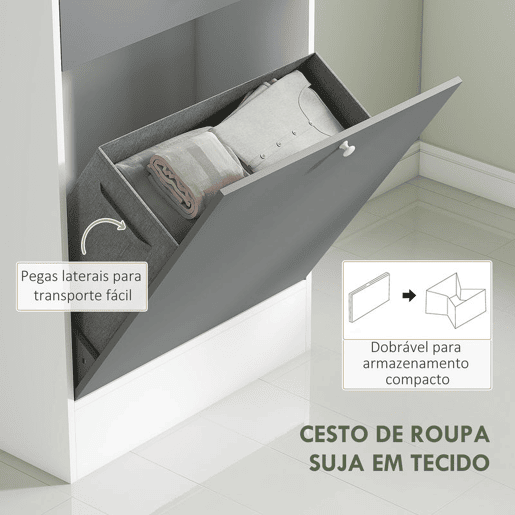 HOMCOM Armário de Casa de Banho com Cesto para Roupa Suja Armário Alto de Casa de Banho Estreito com Espelho Gaveta Compartimentos Abertos e Prateleiras Ajustáveis 62x28,3x181 cm Branco e Cinza HOMCOM Armário de Casa de Banho com Cesto para Roupa Suja Armário Alto de Casa de Banho Estreito com Espelho Gaveta Compartimentos Abertos e Prateleiras Ajustáveis 62x28,3x181 cm Branco e Cinza