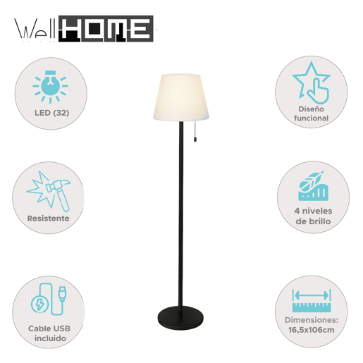 Lâmpada LED recarregável para exterior Well Home