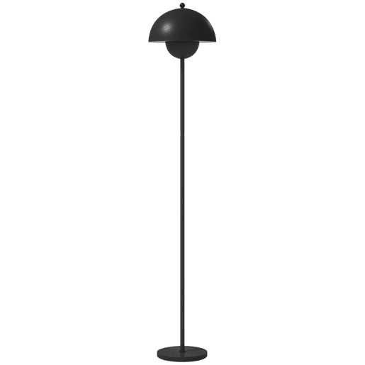 HOMCOM Candeeiro de Pé Moderno 155 cm Candeeiro de Pé para Sala com Ecrã em Forma de Taça Refletora de Luz Interruptor de Pé Suporte E27 sem Lâmpada para Quarto Escritório Sala de Estar Ø35x155 cm Preto
