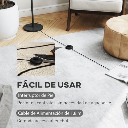 HOMCOM Candeeiro de Pé Moderno 155 cm Candeeiro de Pé para Sala com Ecrã em Forma de Taça Refletora de Luz Interruptor de Pé Suporte E27 sem Lâmpada para Quarto Escritório Sala de Estar Ø35x155 cm Preto