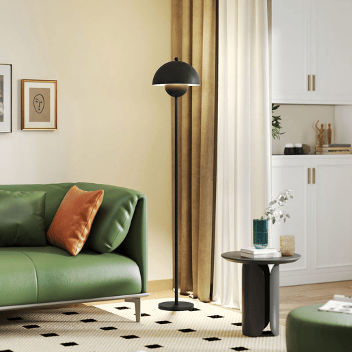 HOMCOM Candeeiro de Pé Moderno 155 cm Candeeiro de Pé para Sala com Ecrã em Forma de Taça Refletora de Luz Interruptor de Pé Suporte E27 sem Lâmpada para Quarto Escritório Sala de Estar Ø35x155 cm Preto