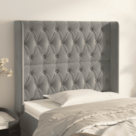 vidaXL Cabeceira de cama c abas veludo 93x16x118128cm cinzento-claro vidaXL Cabeceira de cama c abas veludo 93x16x118128cm cinzento-claro