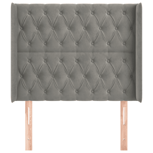 vidaXL Cabeceira de cama c abas veludo 93x16x118128cm cinzento-claro vidaXL Cabeceira de cama c abas veludo 93x16x118128cm cinzento-claro