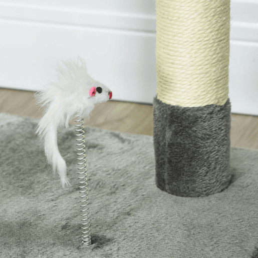 PawHut Arranhador para Gatos com Arranhador de 116 cm e 4 Níveis com Poste para Afiar as Garras Caverna Espaçosa Plataformas e Brinquedos Divertidos 40x40x116 cm Cinzento Escuro