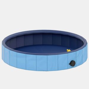 PawHut Piscina para Cães Dobrável com Aspersor Piscina Portátil para Animais de Estimação Pequenos em PVC Antiderrapante e Resistente ao Desgaste para Interiores e Exteriores Ø80x20 cm Azul Claro