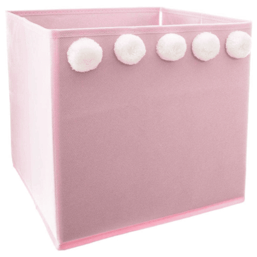Caixa de armazenamento infantil Well Home Pink Pom Pom