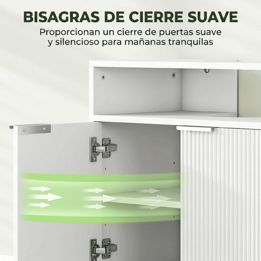 HOMCOM Móvel para Lavatório Pousar Móvel de Casa de Banho com 2 Portas Canaladas e Compartimento Aberto Armário de Casa de Banho para Lavatório com ou sem Pedestal Estilo Moderno 60x33x63 cm Branco