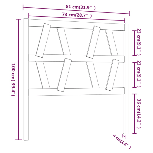 vidaXL Cabeceira de cama 81x4x100 cm pinho maciço castanho mel vidaXL Cabeceira de cama 81x4x100 cm pinho maciço castanho mel