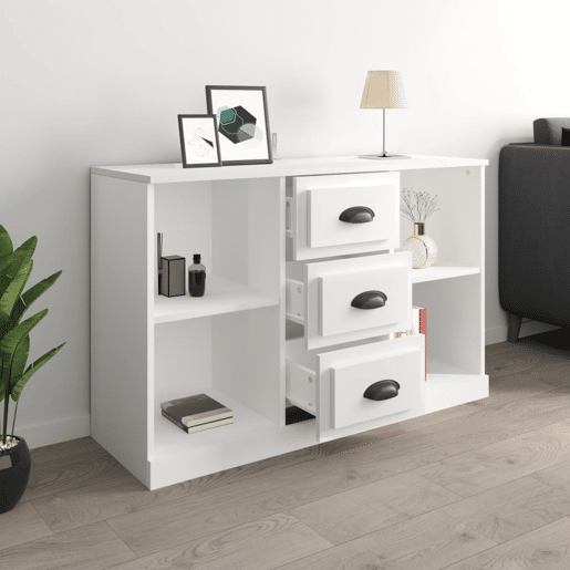 vidaXL Aparador 104,5x35,5x67,5 cm derivados madeira branco brilhante