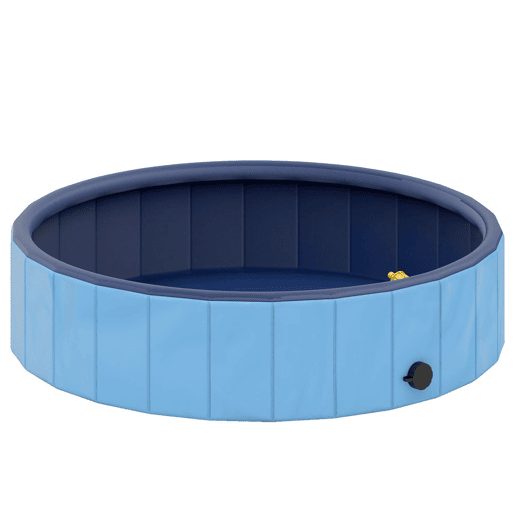 PawHut Piscina para Cães Dobrável com Aspersor Piscina Portátil para Animais de Estimação Médios em PVC Antiderrapante e Resistente ao Desgaste para Interiores e Exteriores Ø100x30 cm Azul Claro