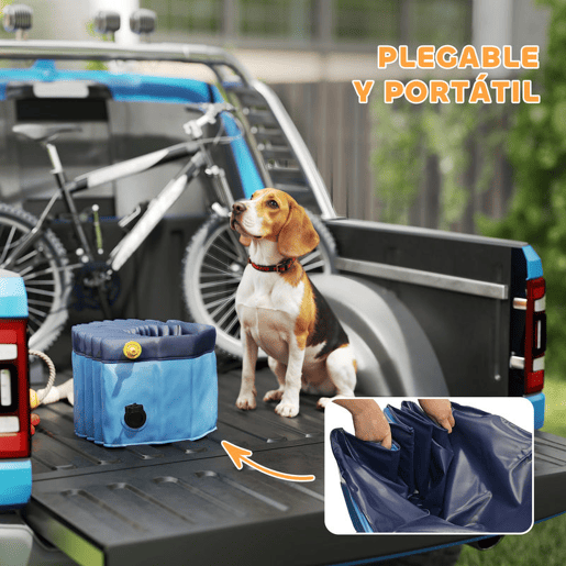 PawHut Piscina para Cães Dobrável com Aspersor Piscina Portátil para Animais de Estimação Médios em PVC Antiderrapante e Resistente ao Desgaste para Interiores e Exteriores Ø100x30 cm Azul Claro