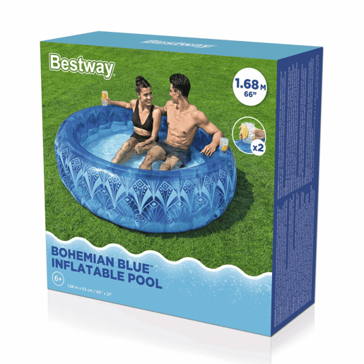 Bestway Piscina Inflável Azul Bohemio 168x53 cm +6 Anos Jardim 54479 Bestway Piscina Inflável Azul Bohemio 168x53 cm +6 Anos Jardim 54479