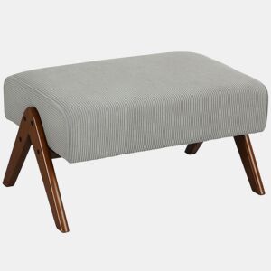 HOMCOM Apoio para Pés para Sala Banco Baixo Estofado em Veludo Otomana Retangular com Assento Almofadado e Pés de Madeira para Sala de Estar Quarto 69x47x36 cm Cinzento Claro