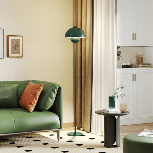 HOMCOM Candeeiro de Pé Moderno 155 cm Candeeiro de Pé para Sala com Ecrã em Forma de Taça Refletora de Luz Interruptor de Pé Suporte E27 sem Lâmpada para Quarto Escritório Sala de Estar Ø35x155 cm Verde