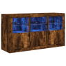 vidaXL Aparador com luzes LED 123x37x67 cm carvalho fumado