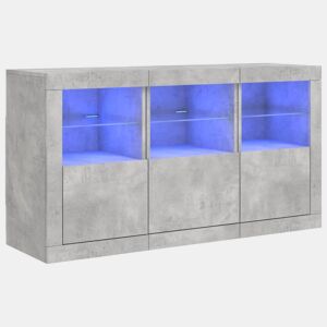 vidaXL Aparador com luzes LED 123x37x67 cm cinzento cimento
