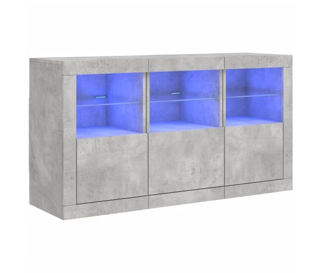 Vidaxl aparador con luces led gris hormigón 123x37x67 cm
