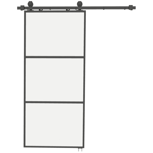 HOMCOM Porta de Correr com Acessórios Porta de Correr de Vidro com Mecanismo de Fecho Suave para Casa de Banho Sala de Estar Cozinha 91,4x203,2 cm Preto